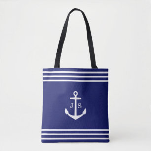 Monogrammed Anchor Nautical (blue) Tote Bag