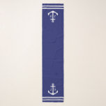 Monogrammed Anchor Navy Blue Scarf<br><div class="desc">Proudly display your double monogram on anchor emblems in this stately navy blue and white nautical design..</div>