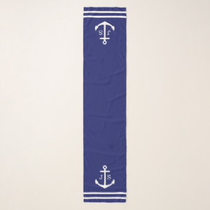 Monogrammed Anchor Navy Blue Scarf