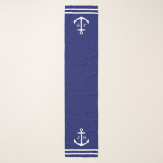 Monogrammed Anchor Navy Blue Scarf