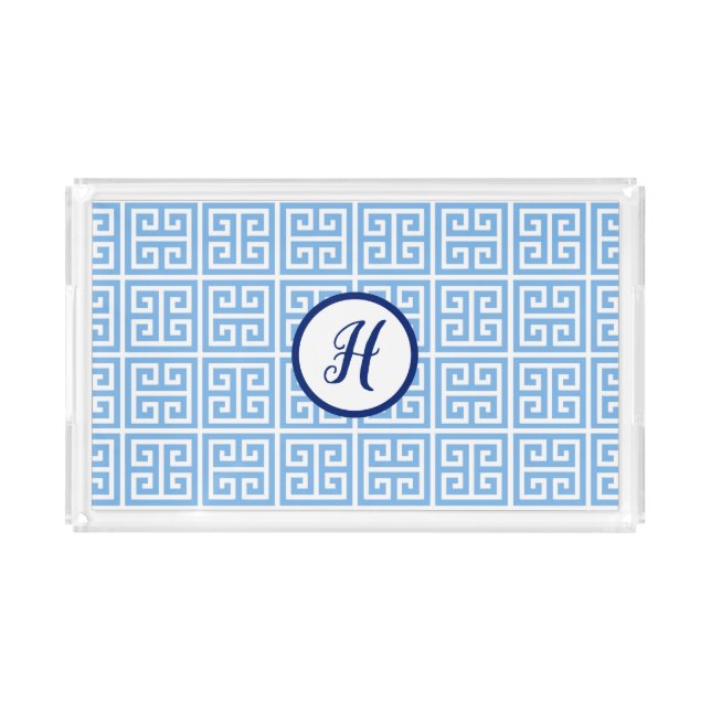Monogrammed and Greek Key Tray (Front)