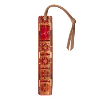 Monogrammed Antique Book Spine Bookmark Cherry Bookmark