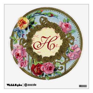 Monogrammed Antique French Rose Perfume Wall Decal