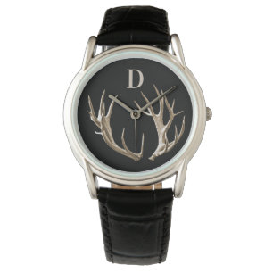 Monogrammed Antlers Hunter Outdoorsman Gift Watch