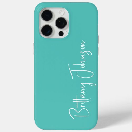 Monogrammed Aqua iPhone 15 Pro Max Case