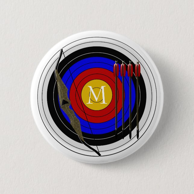 Monogrammed Archery Design Pinback Button (Front)