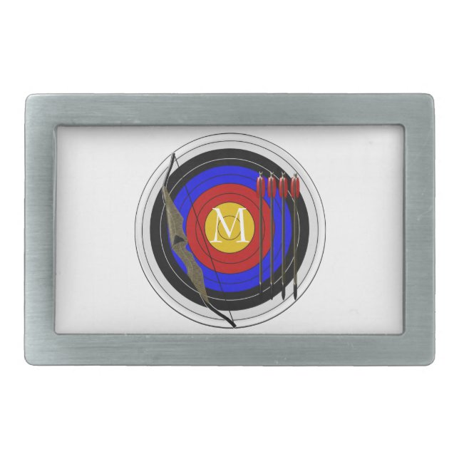 Monogrammed Archery Design Rectangular Belt Buckle (Front)
