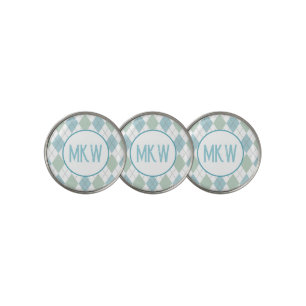 Monogrammed Argyle Golf Ball Marker