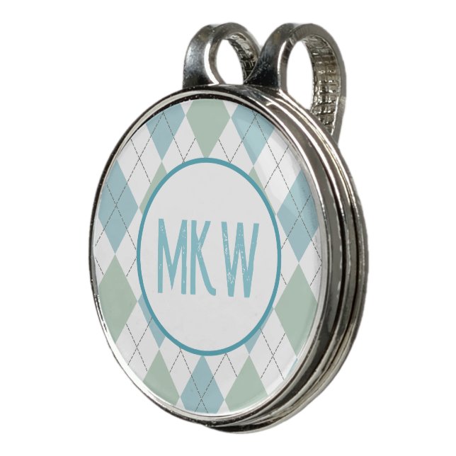 Monogrammed Argyle  Golf Hat Clip (3/4)