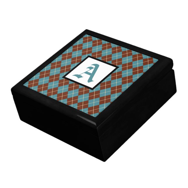 Monogrammed Argyle Keepsake Box (Side)