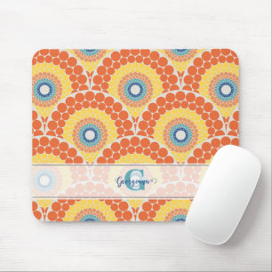 Monogrammed Art Deco Aegean Summer Radiant Mandala Mouse Pad