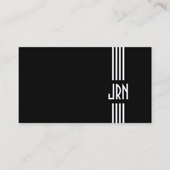 Monogrammed Art Deco ~ Black and White Business Card (Front)