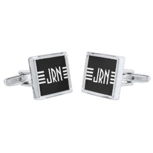 Monogrammed Art Deco   Black and White Cufflinks