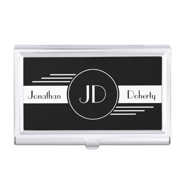 Monogrammed Art Deco Business Card Case (Front)