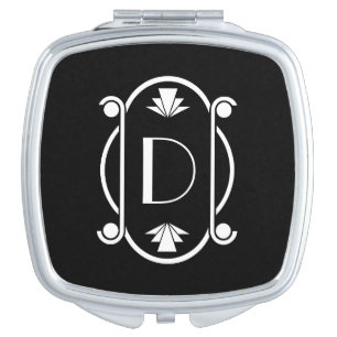 Monogrammed Art Deco Compact Mirror