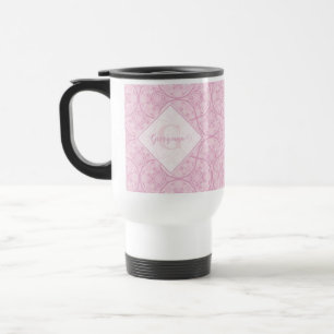 Monogrammed Art Deco Fans Preppy In Pink Mandala Travel Mug