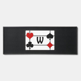 Monogrammed - Art Deco Playing Card Suits Bar Mat