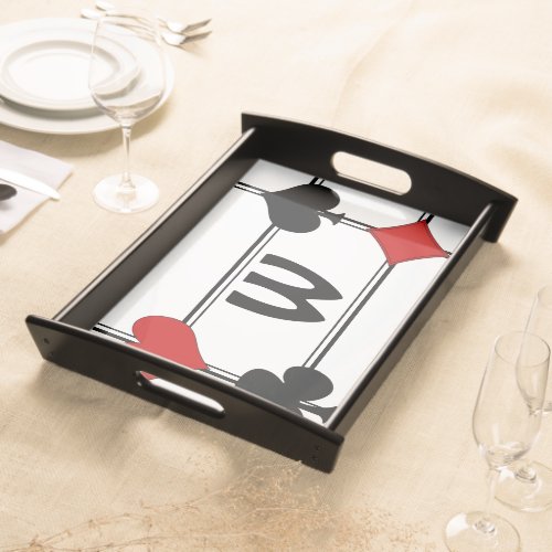 Monogrammed _ Art Deco Playing Card Suits Serving Tray