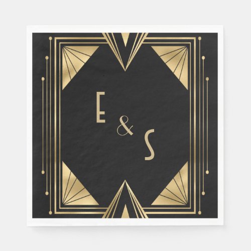 Monogrammed art deco Wedding Party Napkins