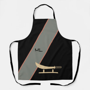 Monogrammed Asian Style Black Chef's Apron