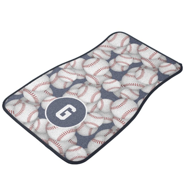 monogrammed athletic gifts baseball softball  car floor mat (Angled)