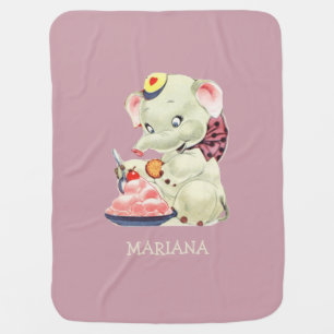 Monogrammed Baby Elephant Baby Blanket