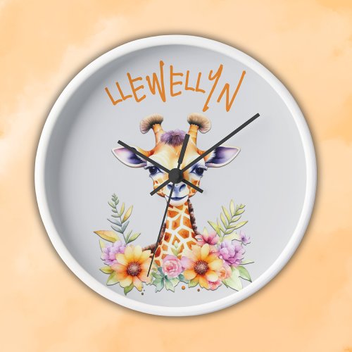 Monogrammed Baby Giraffe  Clock