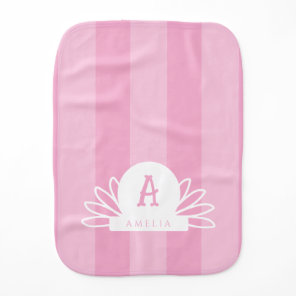 Monogrammed baby girl pink cute burp cloth