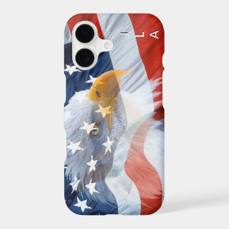 Monogrammed Bald Eagle American Flag Patriotic iPhone 17 Case