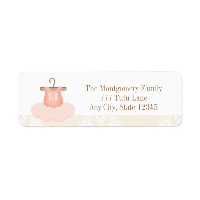 MONOGRAMMED BALLERINA TUTU RETURN ADDRESS LABELS (Front)