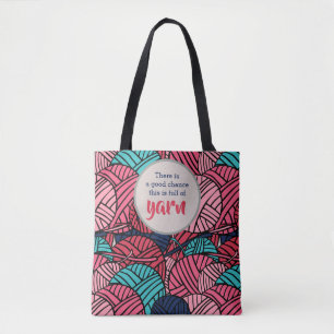 Monogrammed - Balls of Yarn w. Knitting Humor Tote Bag