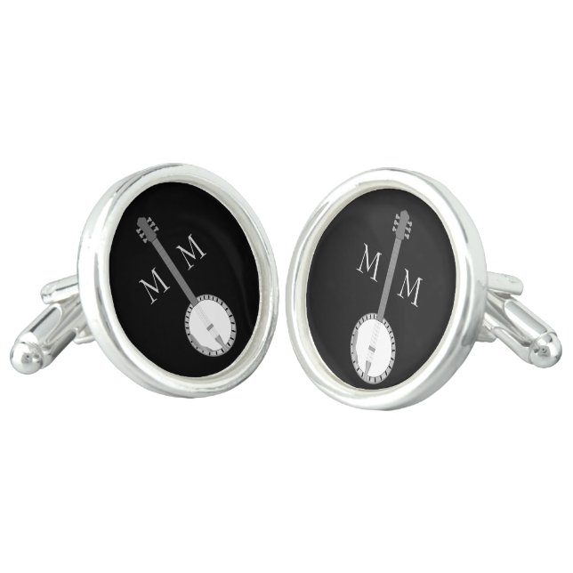 Monogrammed Banjo Design Cufflinks (Angled)