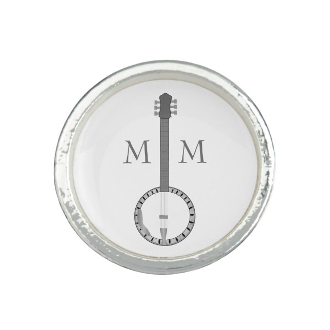 Monogrammed Banjo Design Ring (Front)