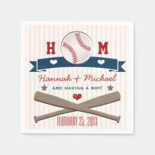 MONOGRAMMED BASEBALL BABY SHOWER PAPER NAPKINS