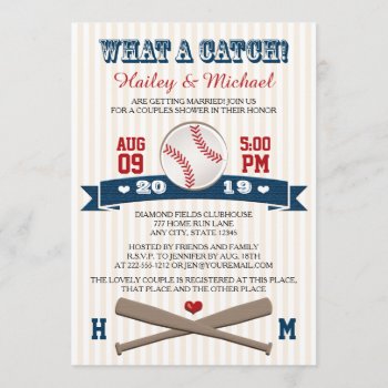 Monogrammed Baseball Couples Wedding Shower Invitation by OccasionInvitations at Zazzle