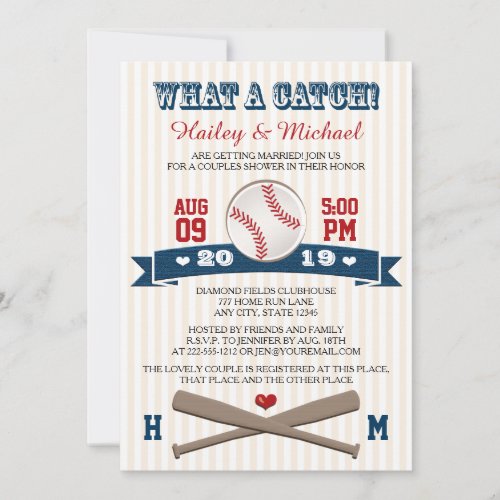 Monogrammed Baseball Couples Wedding Shower Invitation