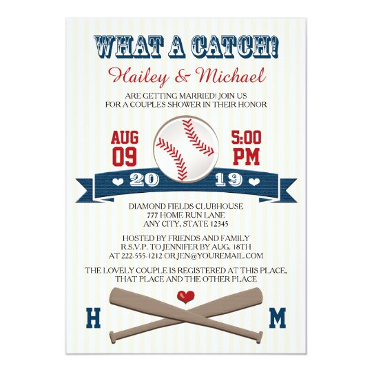 Monogrammed Baseball Couples Wedding Shower Invitation