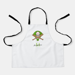 Monogrammed Baseball Design Player Coach Name Ball Apron
