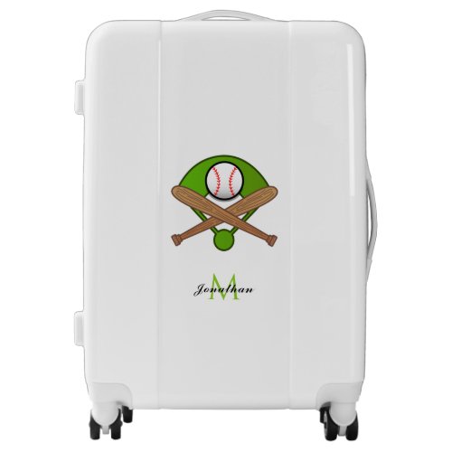 Monogrammed Baseball Design Player Coach Name Ball Luggage