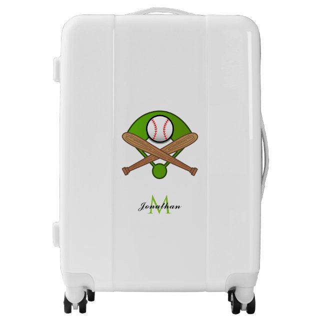 Monogrammed Baseball Design Player Coach Name Ball Luggage (Front)
