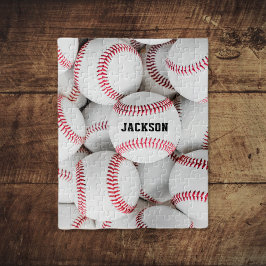 Monogrammed Baseball Pile Photo Close-Up Jigsaw Puzzle