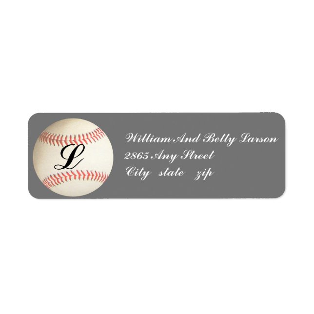 MONOGRAMMED BASEBALL,- RETURN ADDRESS LABELS (Front)