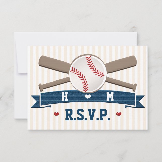 MONOGRAMMED BASEBALL WEDDING RESPONSE CARDS (Front)