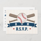 Monogrammed Baseball Wedding RSVP Postcard (Front/Back)