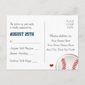 Monogrammed Baseball Wedding RSVP Postcard (Back)