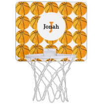 Monogrammed Basketball Pattern Sports Vintage Kids Mini Basketball Hoop