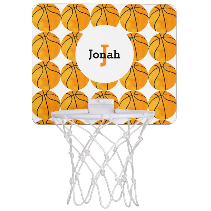 Monogrammed Basketball Pattern Sports Vintage Kids Mini