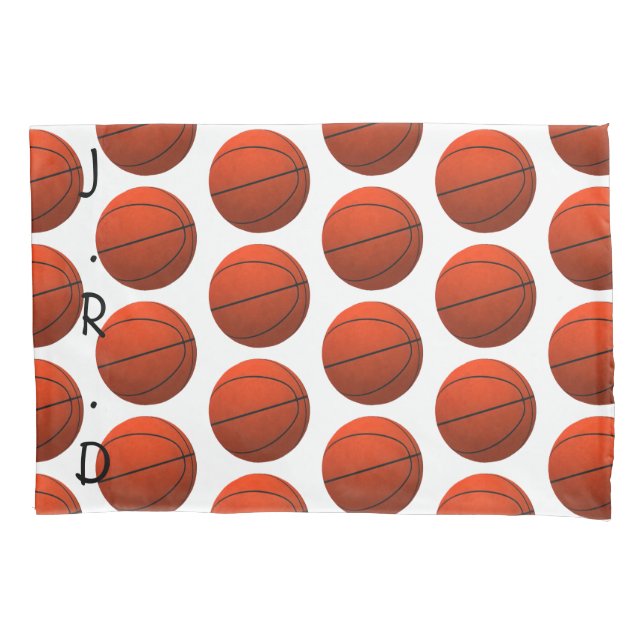 Monogrammed Basketball Themed Pillow Case (Front)