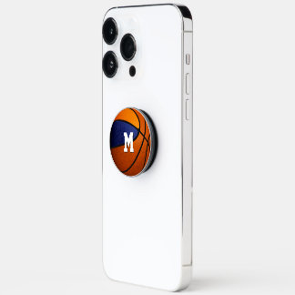 monogrammed basketball w blue orange team colors PopSocket