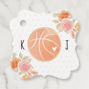 Monogrammed Basketball Wedding Shower Thank You Favor Tags
